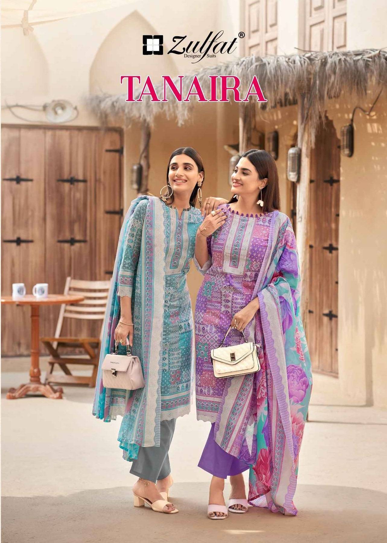 TANAIRA By Zulfat Designer Suits 718 Series Beautiful Stylish Festive Suits Fancy Colorful Casual Wear & Ethnic Wear & Ready To Wear Heavy Cotton Print Dresses At Wholesale Price